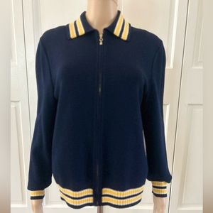 St John Sport Women’s Medium Knit Jacket with Striped Collar & Cuffs